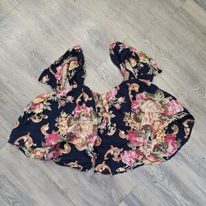 STONE COLD FOX Floral Print Off-The-Shoulder Crop Top